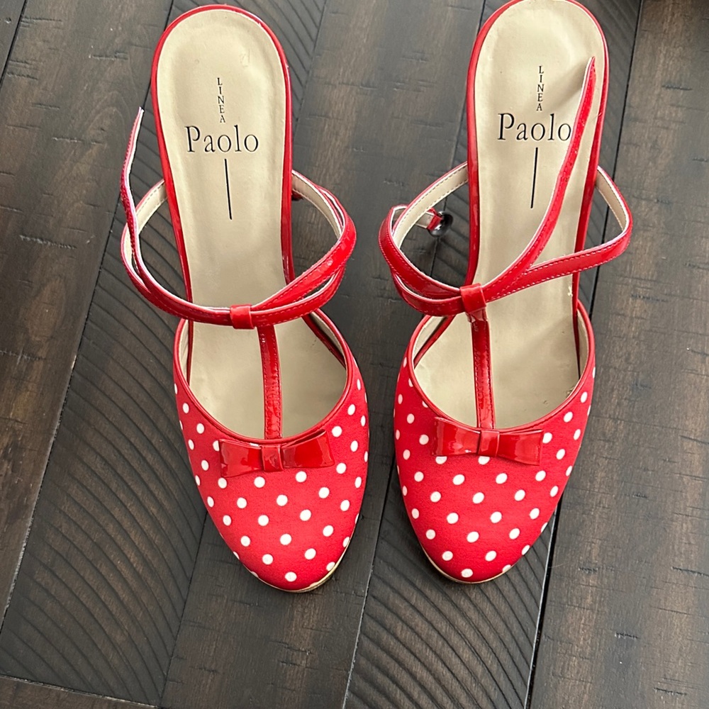 Paolo Red Polka Dot Heels